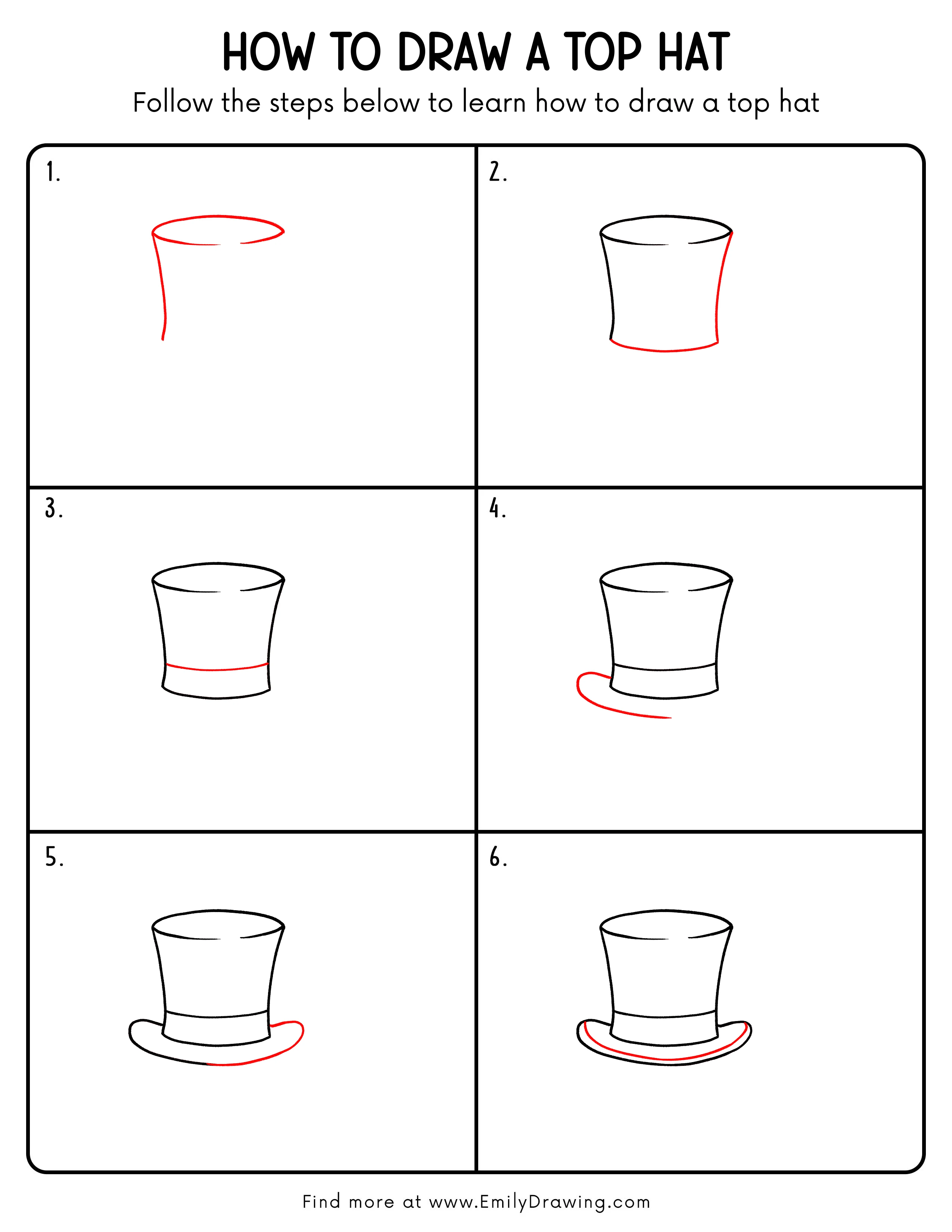 Printable Top Hat Drawing Guide